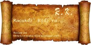 Racskó Klára névjegykártya